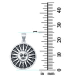 Silver Sun Pendant Charm 925 Sterling Silver (25mm)