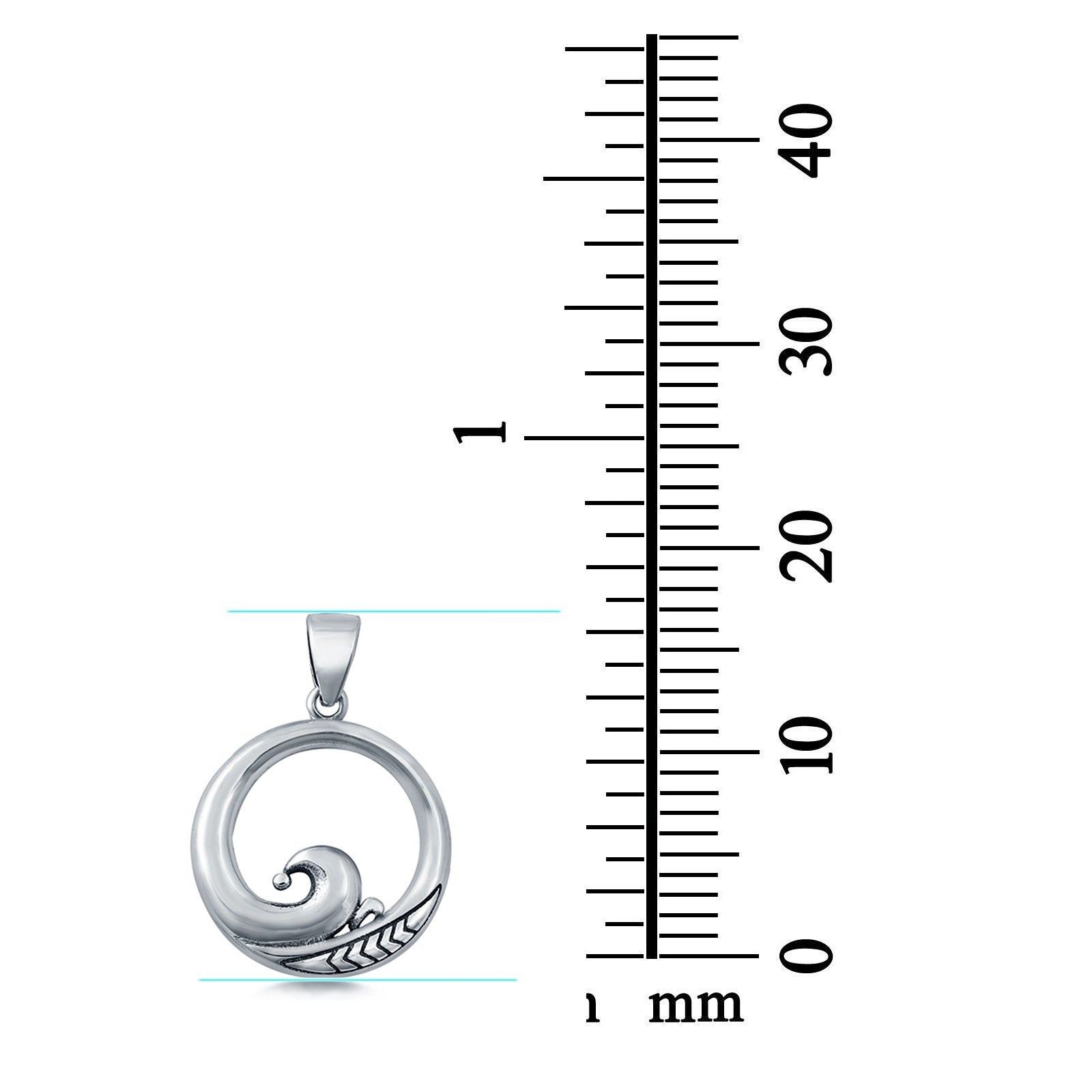 Circle Wave Pendant Charm 925 Sterling Silver Fashion Jewelry (17mm)