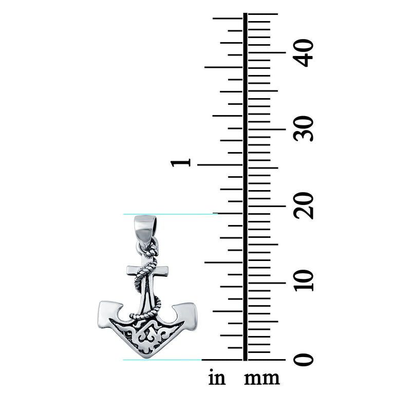 Anchor Charm Vintage Navy Mooring Rope Plain Pendants 925 Sterling Silver