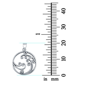 Circle of Waves Pendant Charm 925 Sterling Silver