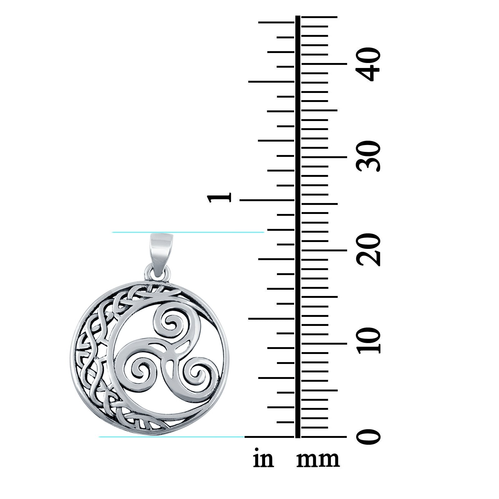 Moon and Triskelion Pendant Fashion Jewelry Round 925 Sterling Silver