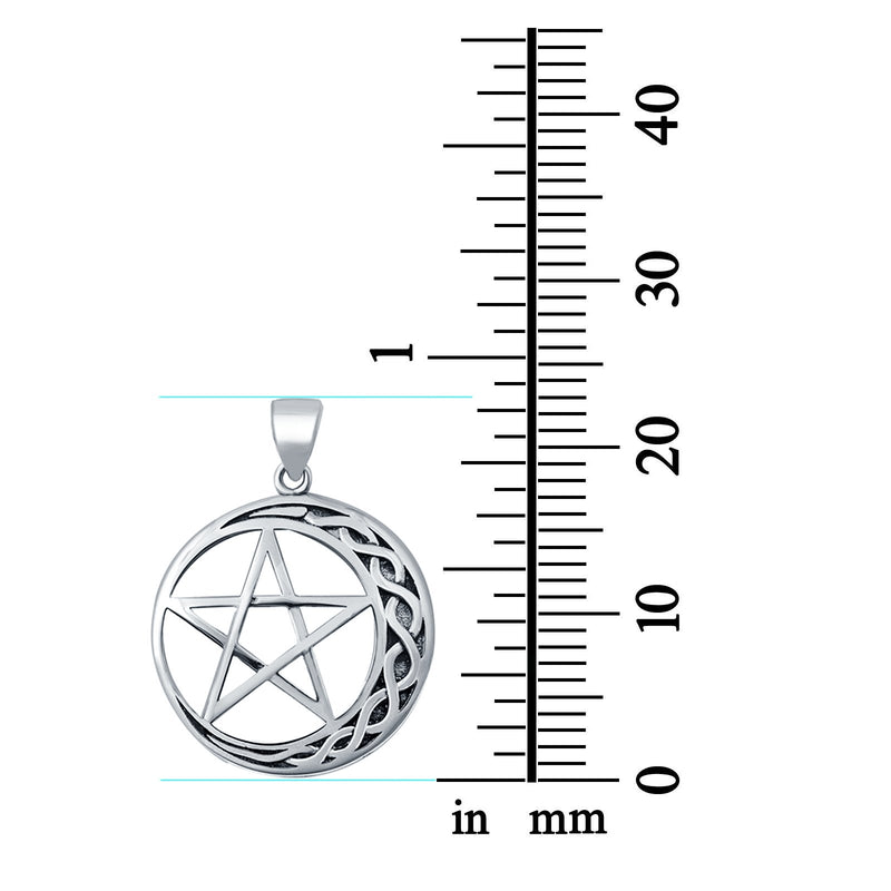 Round Moon and Star Pendant Charm 925 Sterling Silver
