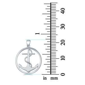 Anchor Pendant Charm Pendant Round 925 Sterling Silver