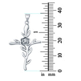 Cross Charm Pendant Flower Round 925 Sterling Silver