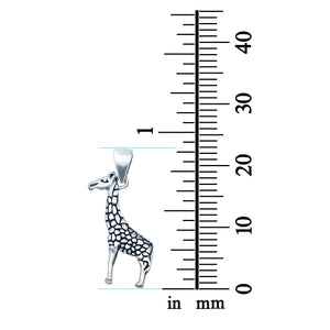 Giraffe Charm Pendant Round 925 Sterling Silver