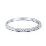 Half Eternity Band Wedding Ring Round Simulated Cubic Zirconia 925 Sterling Silver (2mm)
