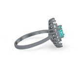 Art Deco Wedding Engagement Bridal Ring Baguette Round CZ 925 Sterling Silver