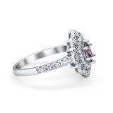 Art Deco Marquise Wedding Ring Simulated Cubic Zirconia 925 Sterling Silver