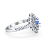 Art Deco Marquise Wedding Ring Simulated Cubic Zirconia 925 Sterling Silver