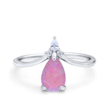 Pear Midi V Ring Wedding Ring Simulated Cubic Zirconia 925 Sterling Silver