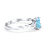 Emerald Cut Wedding Ring Round Simulated Cubic Zirconia 925 Sterling Silver