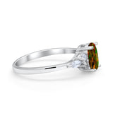 Art Deco Oval Wedding Ring Marquise Simulated Cubic Zirconia 925 Sterling Silver