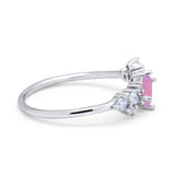 Art Deco Wedding Ring Oval Simulated Cubic Zirconia 925 Sterling Silver
