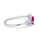 Art Deco Wedding Ring Oval Simulated Cubic Zirconia 925 Sterling Silver