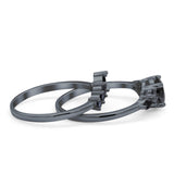 Two Piece Art Deco Wedding Vintage Black Marquise Round Simulated Cubic Zirconia 925 Sterling Silver