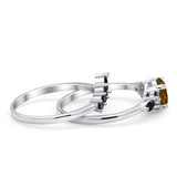 Two Piece Art Deco Wedding Vintage Black Marquise Round Simulated Cubic Zirconia 925 Sterling Silver