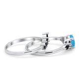 Two Piece Art Deco Wedding Vintage Black Marquise Round Simulated Cubic Zirconia 925 Sterling Silver