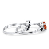 Two Piece Art Deco Wedding Vintage Black Marquise Round Simulated Cubic Zirconia 925 Sterling Silver