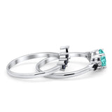 Two Piece Art Deco Wedding Vintage Black Marquise Round Simulated Cubic Zirconia 925 Sterling Silver