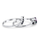 Two Piece Art Deco Wedding Vintage Black Marquise Round Simulated Cubic Zirconia 925 Sterling Silver