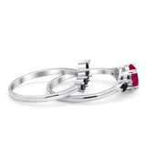 Two Piece Art Deco Wedding Vintage Black Marquise Round Simulated Cubic Zirconia 925 Sterling Silver