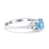 Art Deco Engagement Ring Round Simulated Cubic Zirconia 925 Sterling Silver