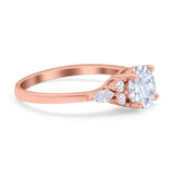 Art Deco Engagement Ring Round Simulated Cubic Zirconia 925 Sterling Silver