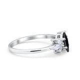 Art Deco Wedding Ring Marquise Simulated Cubic Zirconia 925 Sterling Silver