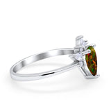 Art Deco Engagement Ring Pear Simulated Cubic Zirconia 925 Sterling Silver