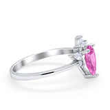 Art Deco Engagement Ring Pear Simulated Cubic Zirconia 925 Sterling Silver