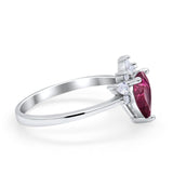 Art Deco Engagement Ring Pear Simulated Cubic Zirconia 925 Sterling Silver