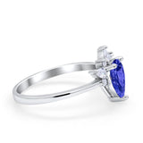 Art Deco Engagement Ring Pear Simulated Cubic Zirconia 925 Sterling Silver
