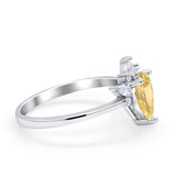 Art Deco Engagement Ring Pear Simulated Cubic Zirconia 925 Sterling Silver