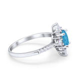 Vintage Oval Halo Wedding Ring Simulated Cubic Zirconia 925 Sterling Silver