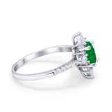 Vintage Oval Halo Wedding Ring Simulated Cubic Zirconia 925 Sterling Silver