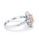 Vintage Oval Halo Wedding Ring Simulated Cubic Zirconia 925 Sterling Silver