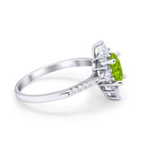 Vintage Oval Halo Wedding Ring Simulated Cubic Zirconia 925 Sterling Silver