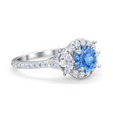 Halo Floral Wedding Ring Marquise Simulated Cubic Zirconia 925 Sterling Silver