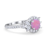 Halo Floral Wedding Ring Marquise Simulated Cubic Zirconia 925 Sterling Silver