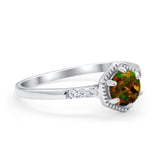 Wedding Ring Accent Vintage Round Simulated Cubic Zirconia 925 Sterling Silver