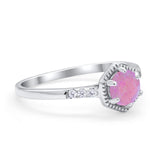 Wedding Ring Accent Vintage Round Simulated Cubic Zirconia 925 Sterling Silver