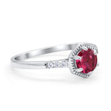 Wedding Ring Accent Vintage Round Simulated Cubic Zirconia 925 Sterling Silver