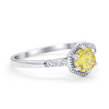 Wedding Ring Accent Vintage Round Simulated Cubic Zirconia 925 Sterling Silver