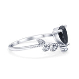 Midi V Style Wedding Ring Pear Round Simulated Cubic Zirconia 925 Sterling Silver