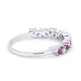 Wedding Band Eternity Ring Marquise Round Simulated Cubic Zirconia 925 Sterling Silver