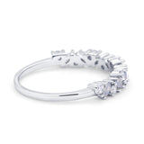 Wedding Band Eternity Ring Marquise Round Simulated Cubic Zirconia 925 Sterling Silver