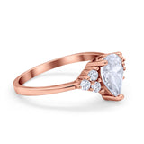 Art Deco Teardrop Engagement Ring Simulated Cubic Zirconia 925 Sterling Silver