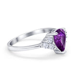 Art Deco Teardrop Engagement Ring Simulated Cubic Zirconia 925 Sterling Silver