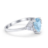 Art Deco Teardrop Engagement Ring Simulated Cubic Zirconia 925 Sterling Silver