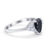 Art Deco Teardrop Engagement Ring Simulated Cubic Zirconia 925 Sterling Silver